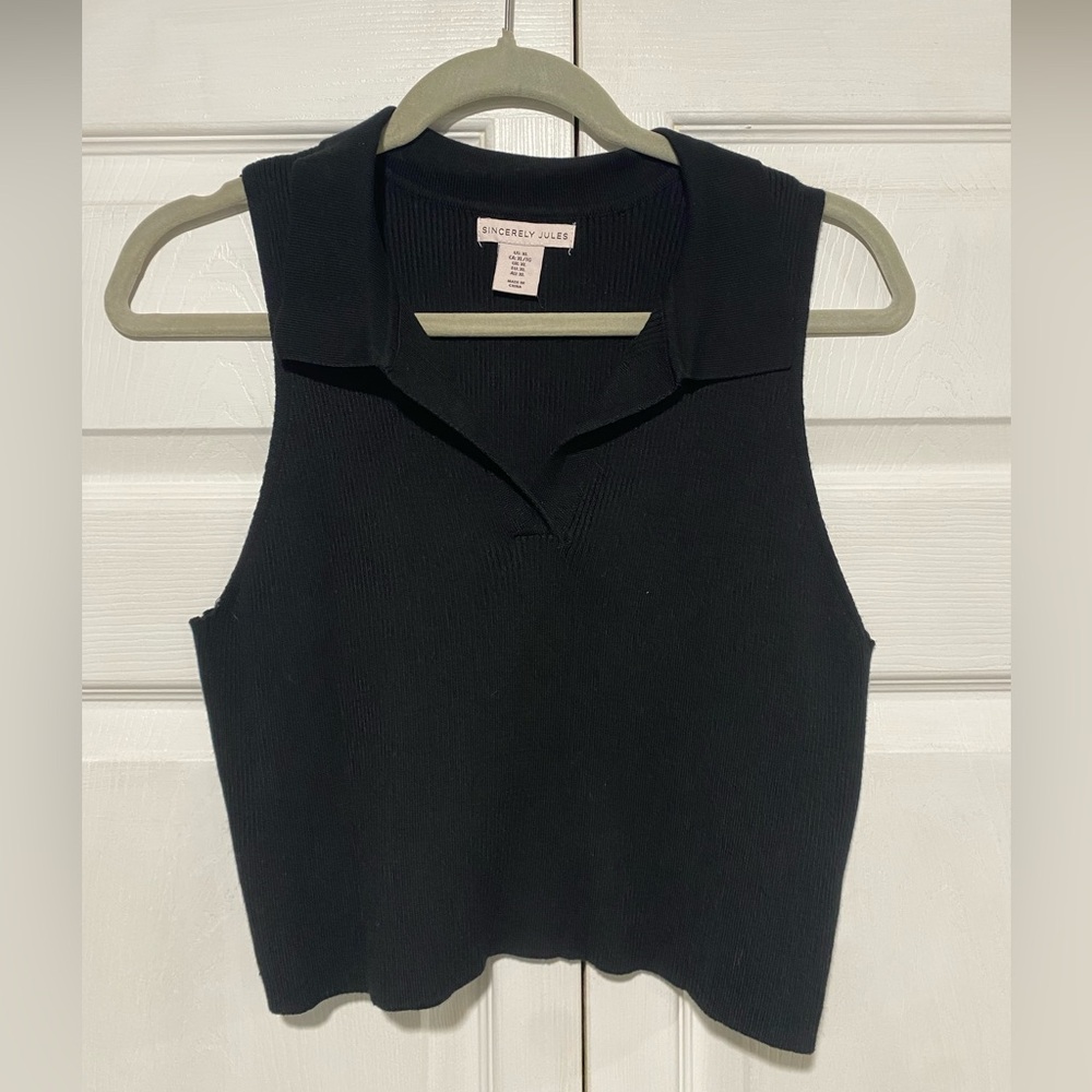 Sincerely Jules Black Ribbed Tank Top